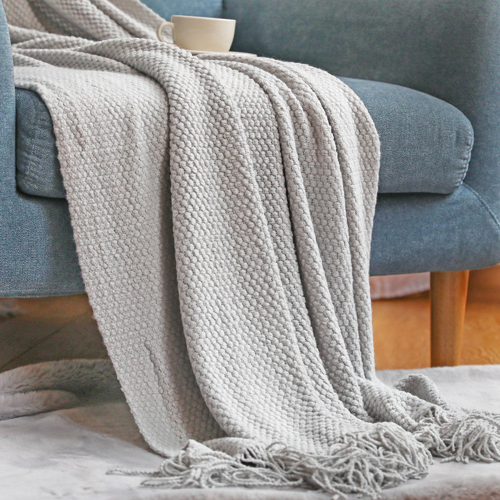 Dekorative Fransen Strickwurfdecke