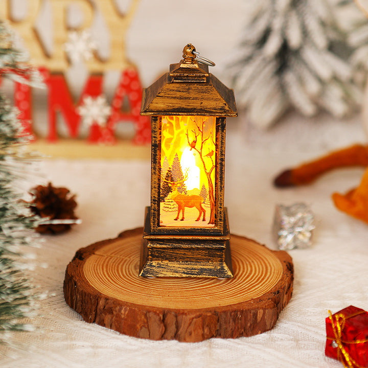 Nostalgische LED Weihnachtslaterne mit beweglichem Santa-Motiv Karnz