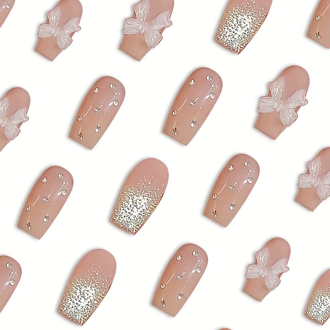 Chic dekorative 3D Press-On Nagelset Karnz