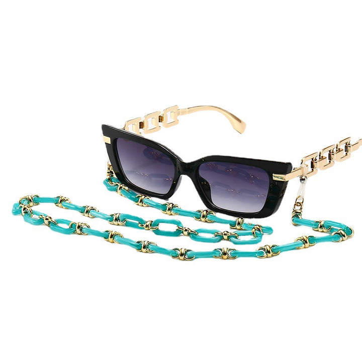 Fashion Cat-Eye Sonnenbrille mit eleganter Kette Karnz