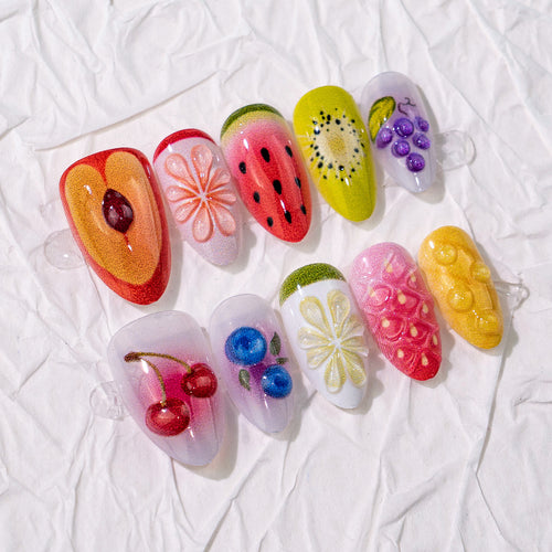 Frucht-Themen Press-On Nagelkunst Set Karnz