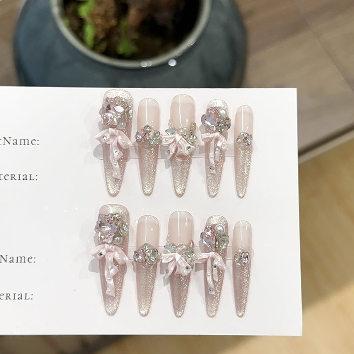 Funkelndes Strass-Besetztes Press-On Nagelkunstset