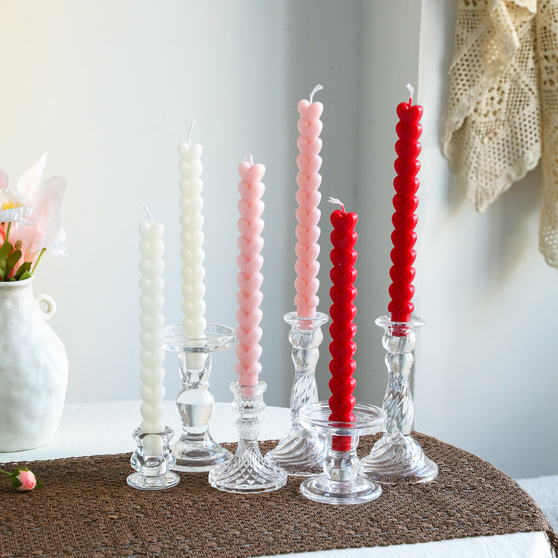 Dekorativer Kerzenständer aus geribtem Glas im Vintage-Stil