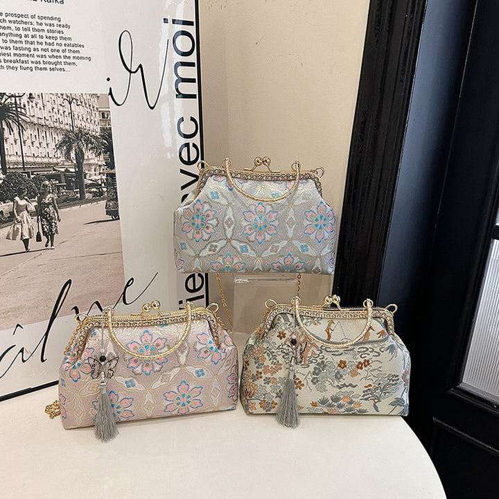 Vintage Blumenstickerei Handtasche