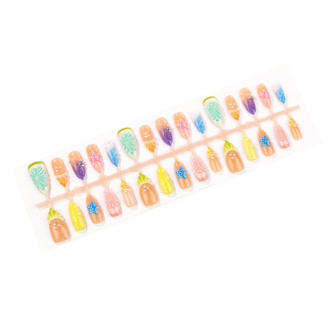 Marine-inspirierte dekorative Press-On-Nagelset