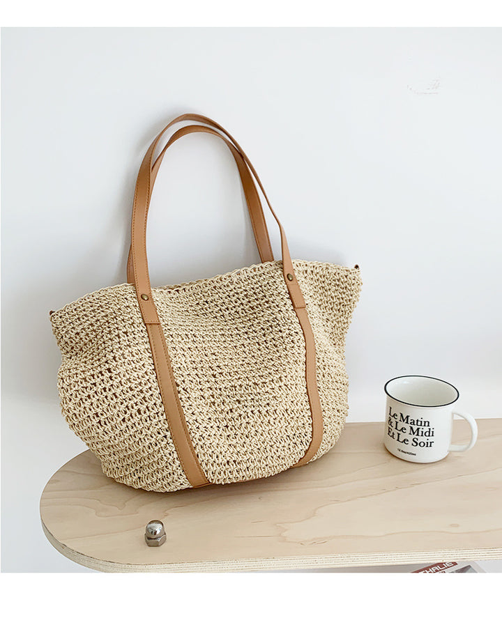 Damen Handtasche aus handgefertigtem Naturmaterial mit eleganten Lederakzenten Karnz