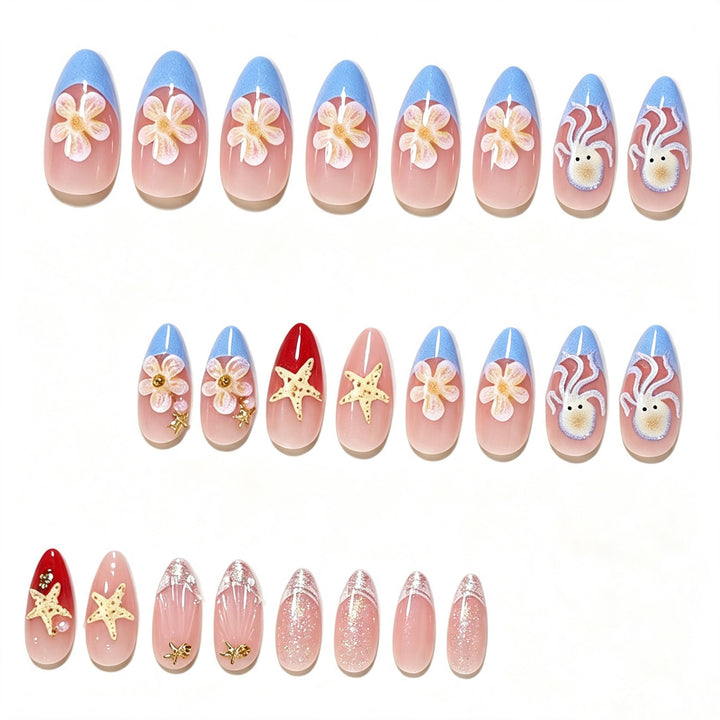 Ozean-inspiriertes Druck-Nagelkunstdesign Karnz