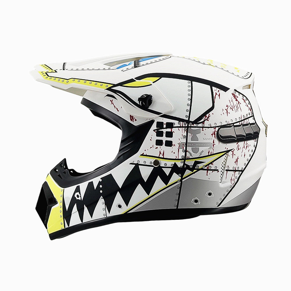 Vollgesicht-Motocross-Helm mit verlängertem Visier und verstärktem Kinnschutz Karnz