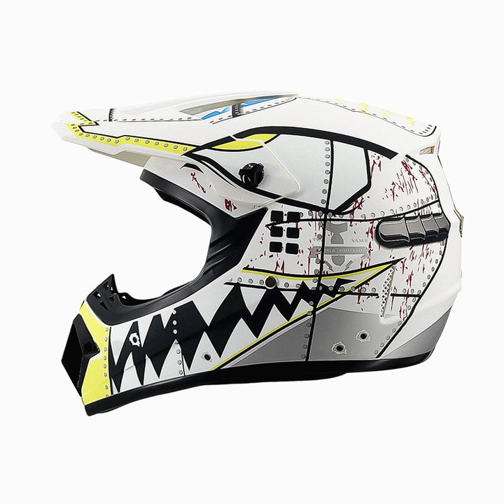 Vollgesicht-Motocross-Helm mit verlängertem Visier und verstärktem Kinnschutz Karnz