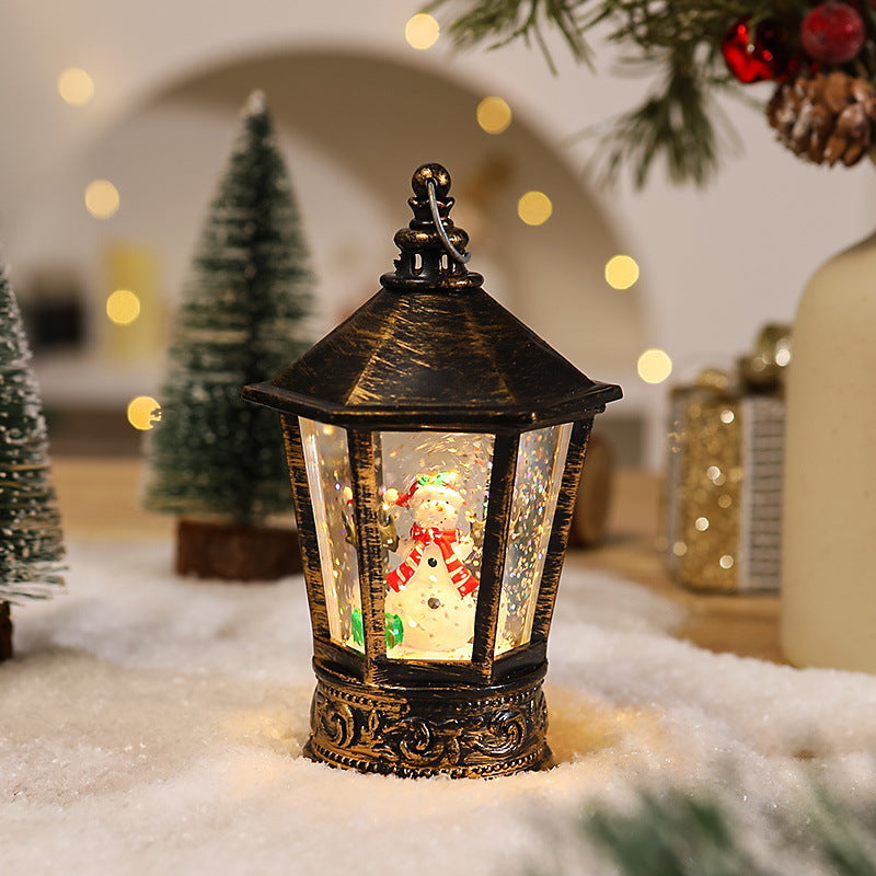 Nostalgische Weihnachtslaterne mit leuchtendem Weihnachtsmann-Motiv Karnz