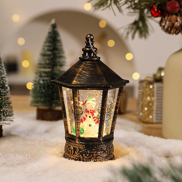 Nostalgische Weihnachtslaterne mit leuchtendem Weihnachtsmann-Motiv Karnz