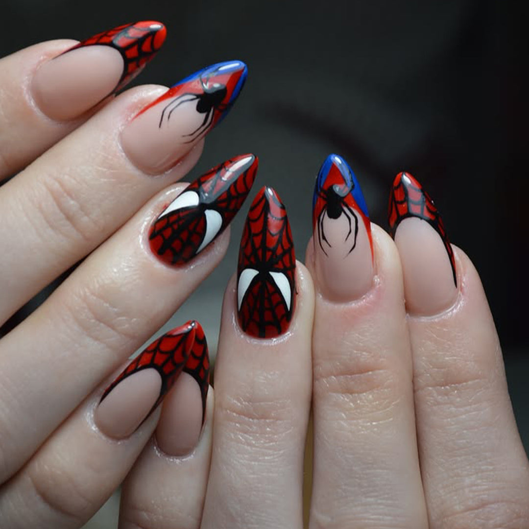 Spider-Man inspirierte Stiletto-Nagelkunst Karnz