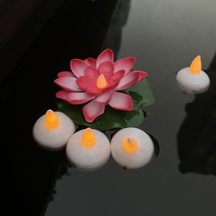 Schwebendes LED-Lotusblumen-Teelichset für Pool- und Teichdekoration