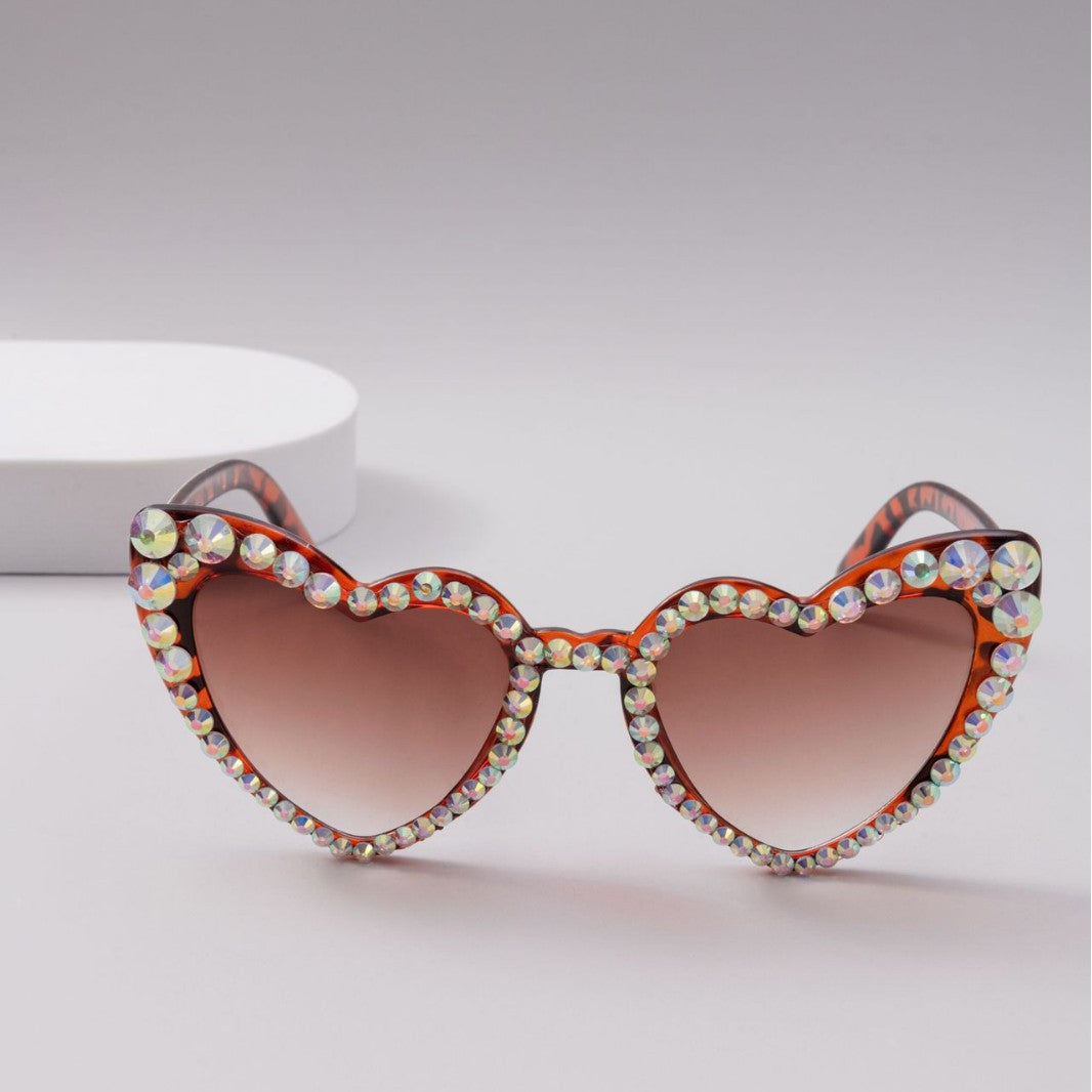 Damen Herzförmige Glitzer-Sonnenbrille Karnz