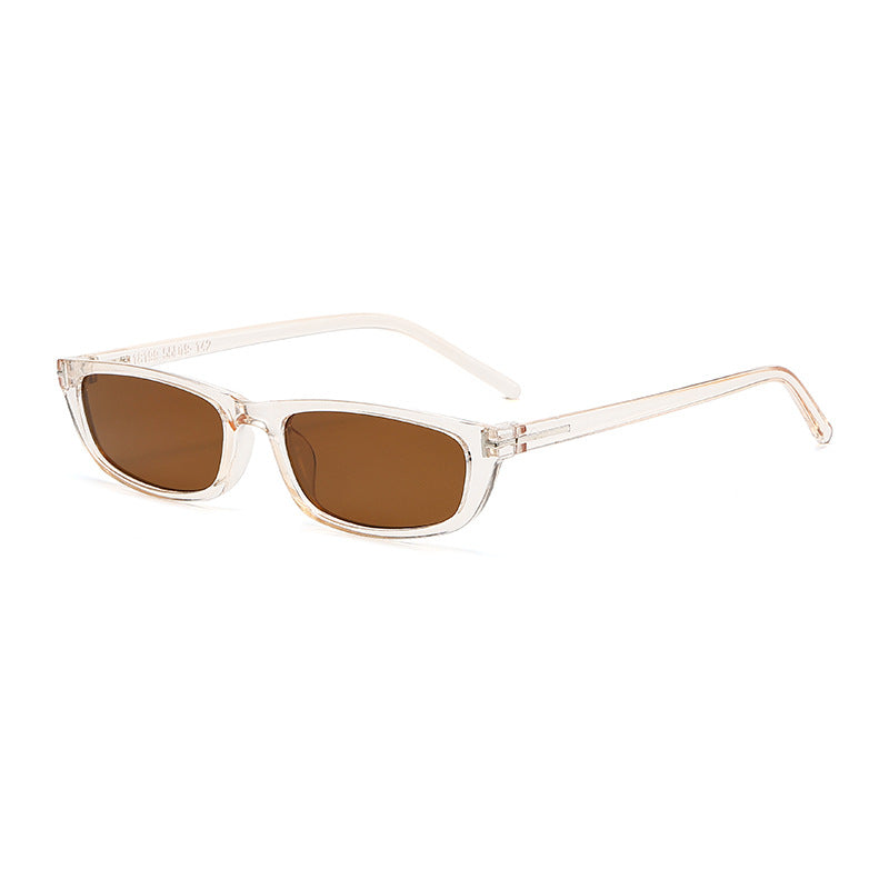 Damen modische Sonnenbrille mit schmalem Rahmen und braunen Gläsern Karnz