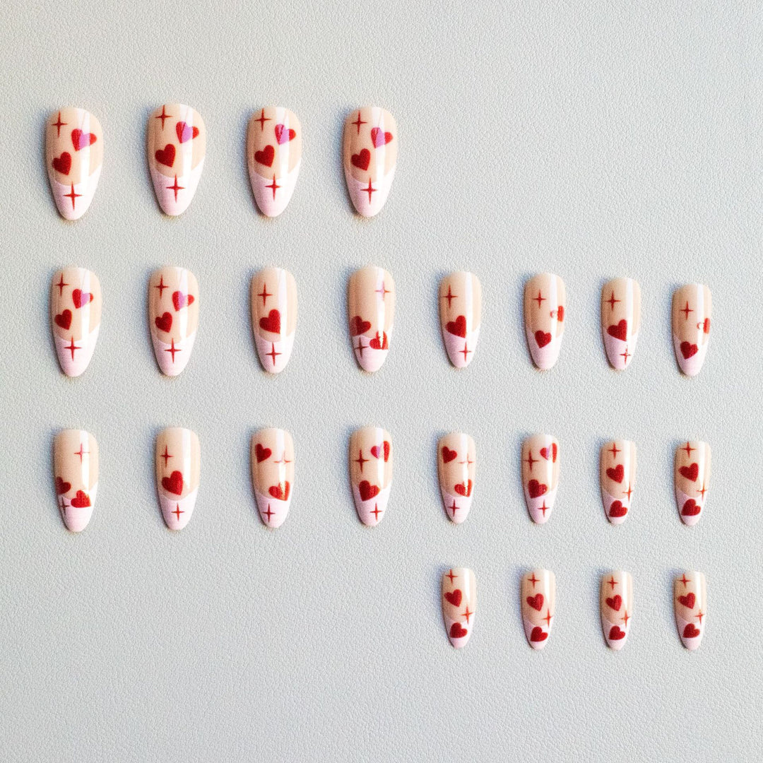 Herz-Motiv Acryl Nagelkunst Set