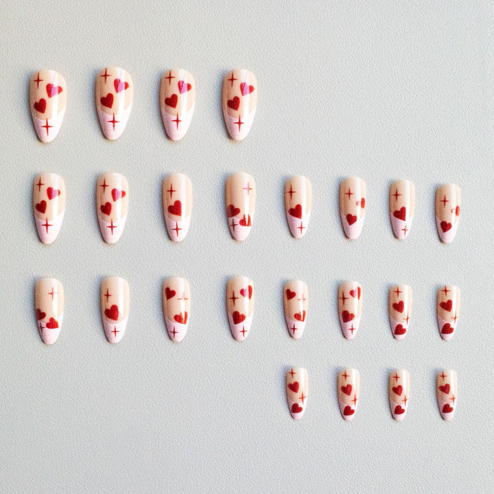 Herz-Motiv Acryl Nagelkunst Set