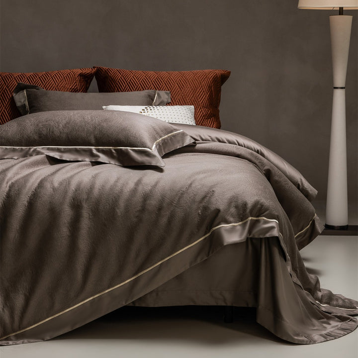 Luxus Jacquard Baumwollsatin Bettbezug Set mit Satinrand und Kissenbezügen