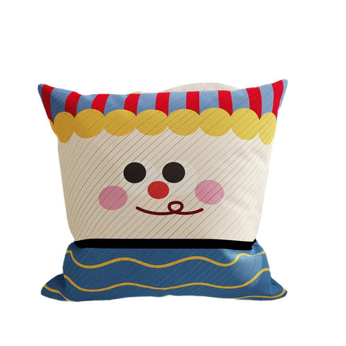 Decorative Plaid Throw Pillow Cover with Embroidered Cartoon Sheep Patch