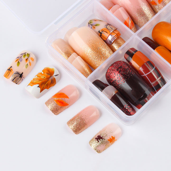 Herbst-inspiriertes Glitzer-Nagelkunst-Set Karnz