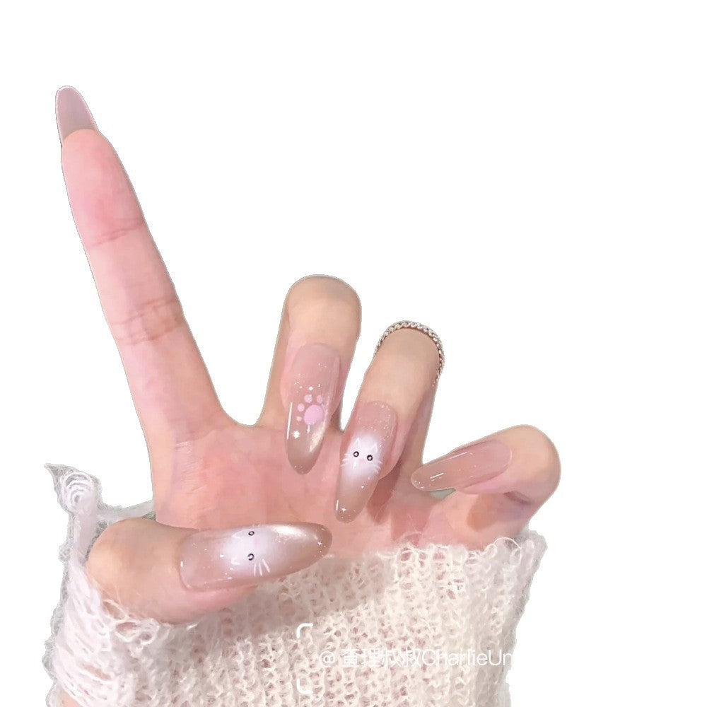 Künstlerisches Press-On-Nagelset mit verspielten Tiermotiven Karnz