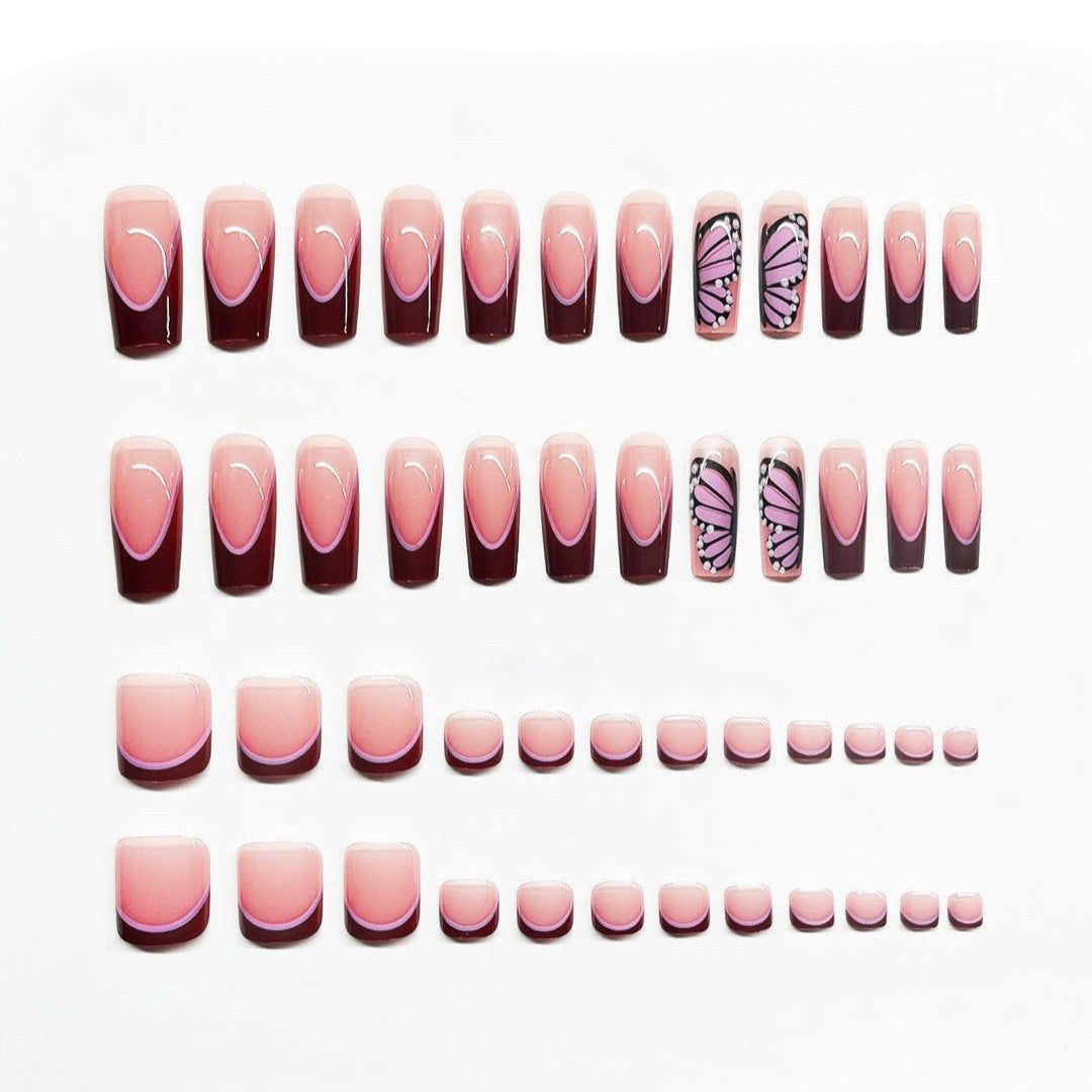 Künstlerisches Schmetterling Press-On Nagelset Karnz