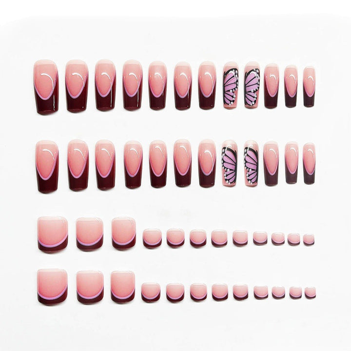 Künstlerisches Schmetterling Press-On Nagelset Karnz