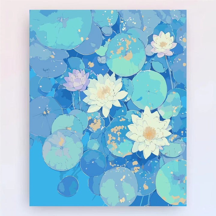 Zeitgenössischer Lotus-Blumen-Canvas-Kunstdruck Karnz