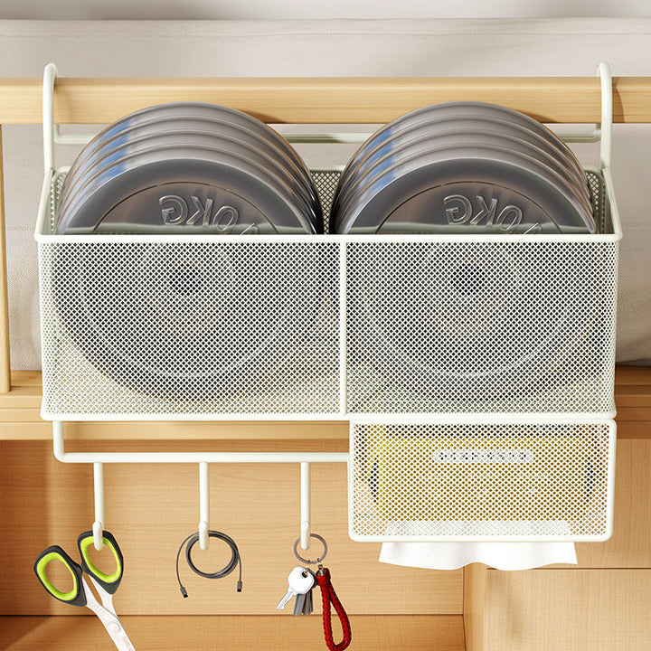Loft-Bett Unter-Schienengitter Metal Mesh Organizer mit Taschentuchboxschublade und Mehrfachhaken