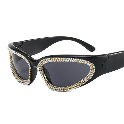Damen stilvolle Sonnenbrille mit funkelndem Kristallrahmen Karnz