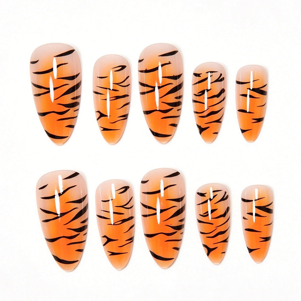 Stylische Tigerprint-Stiletto-Press-On-Nägel Karnz