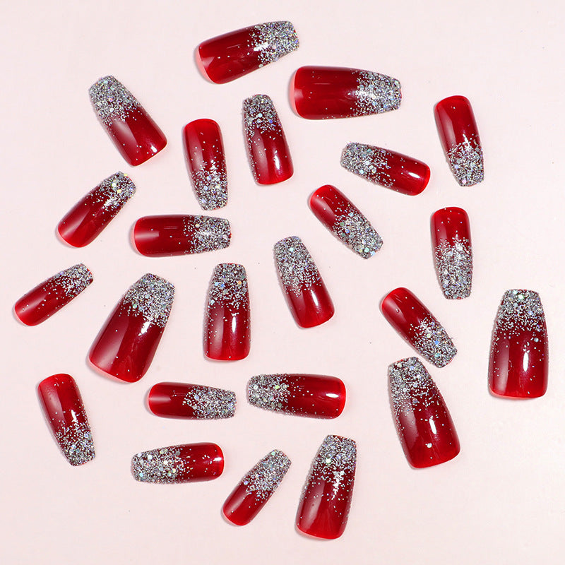 Eleganter Glitzernder Press-On Nail Set Karnz