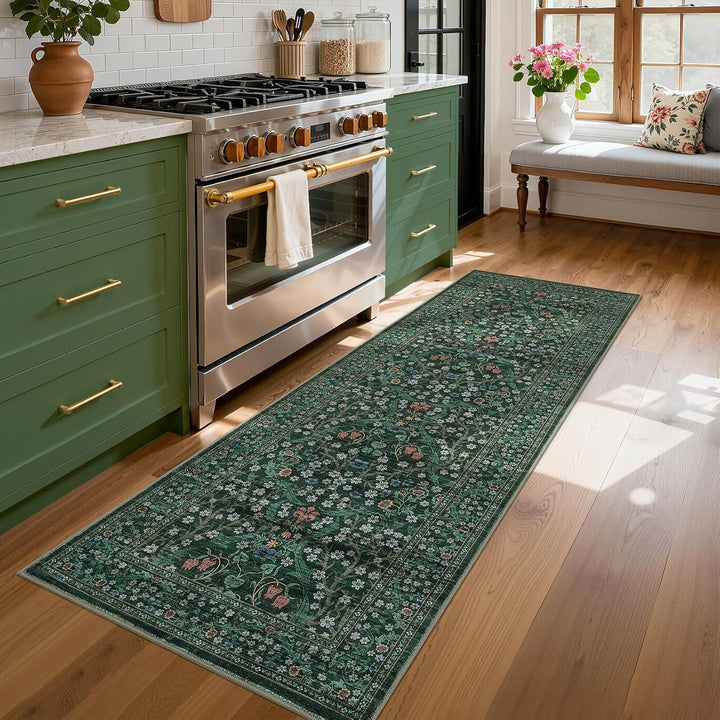 Vintage Floral Print Läuferteppich