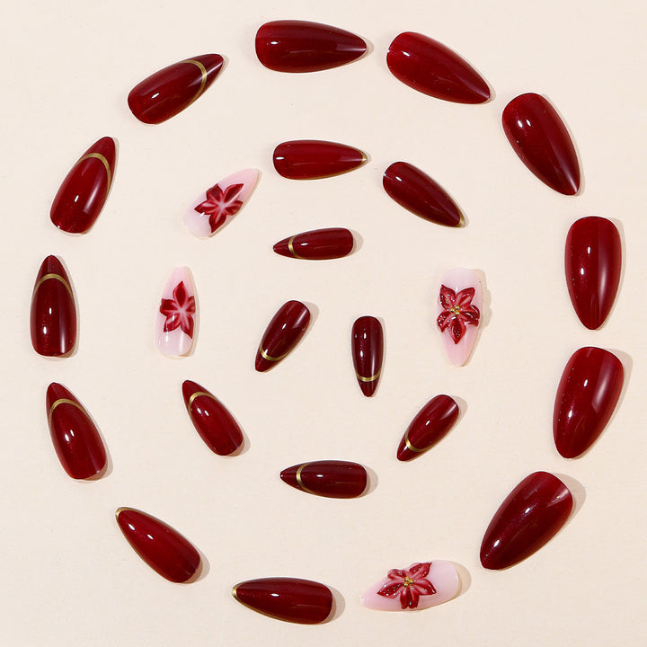 Elegante florale Akzent Stiletto-Nagelkunstverlängerungen Karnz