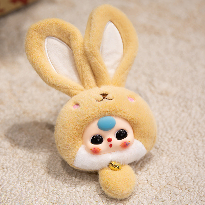 Bunny Plüsch Taschenanhänger mit Glocke und sammelbarem Harzgesicht Karnz