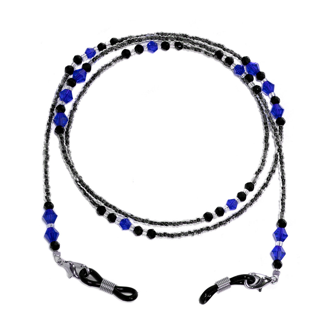 Elegante lila Perlen Brille Kette Karnz