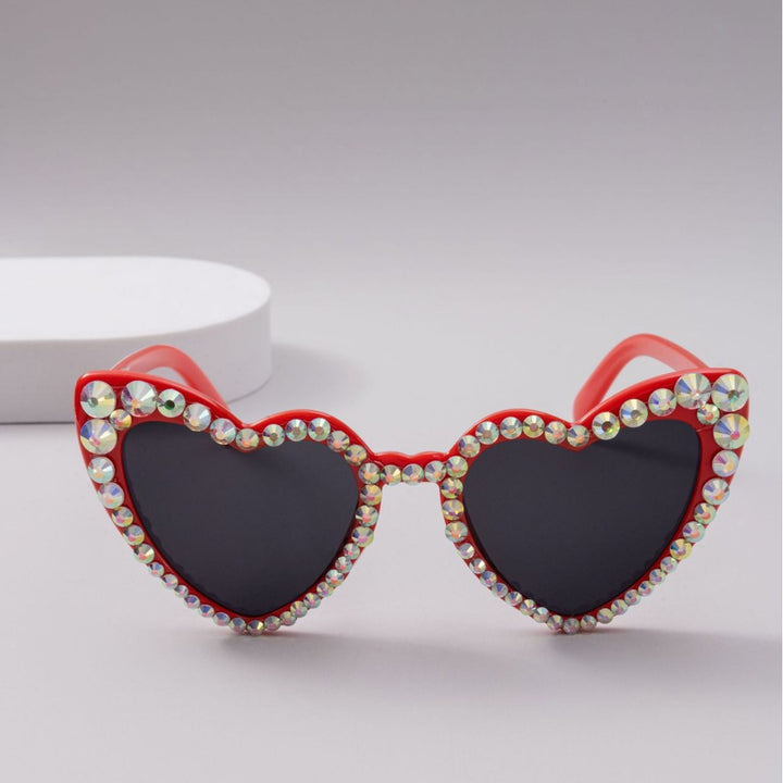 Damen Herzförmige Glitzer-Sonnenbrille Karnz