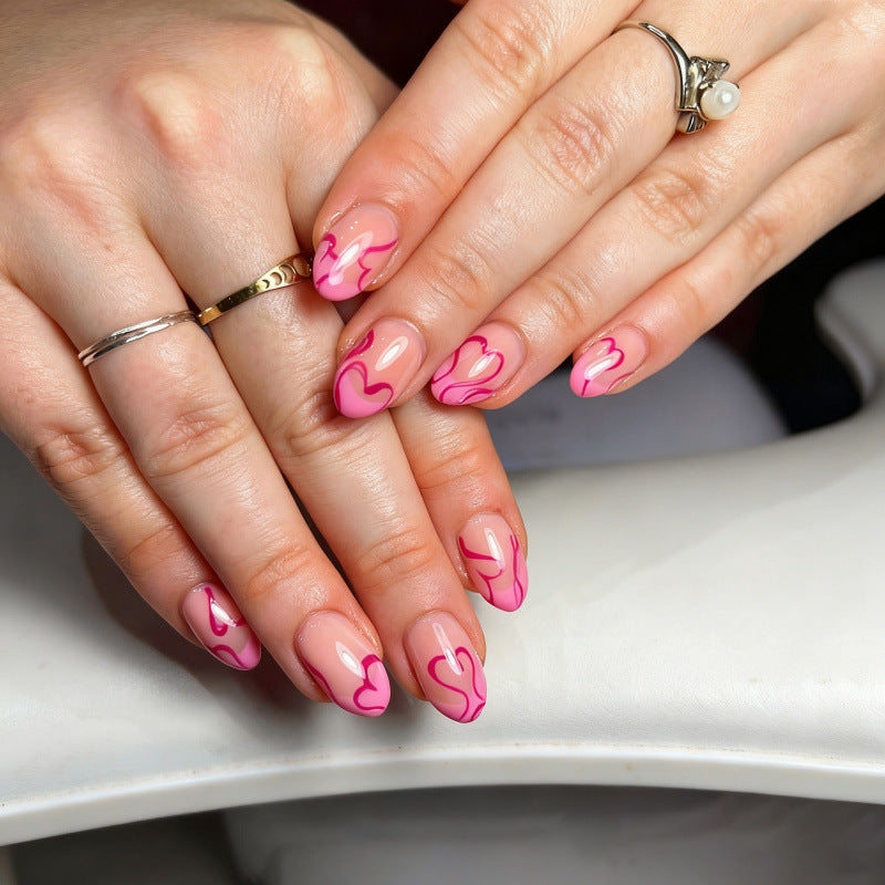 Herzförmige Künstlerische Press-On Nagelkunst