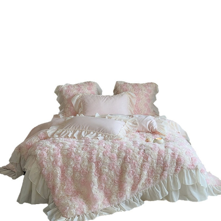 Luxuriöses Blumiges Rüschsen Duvet-Bettwäsche-Set