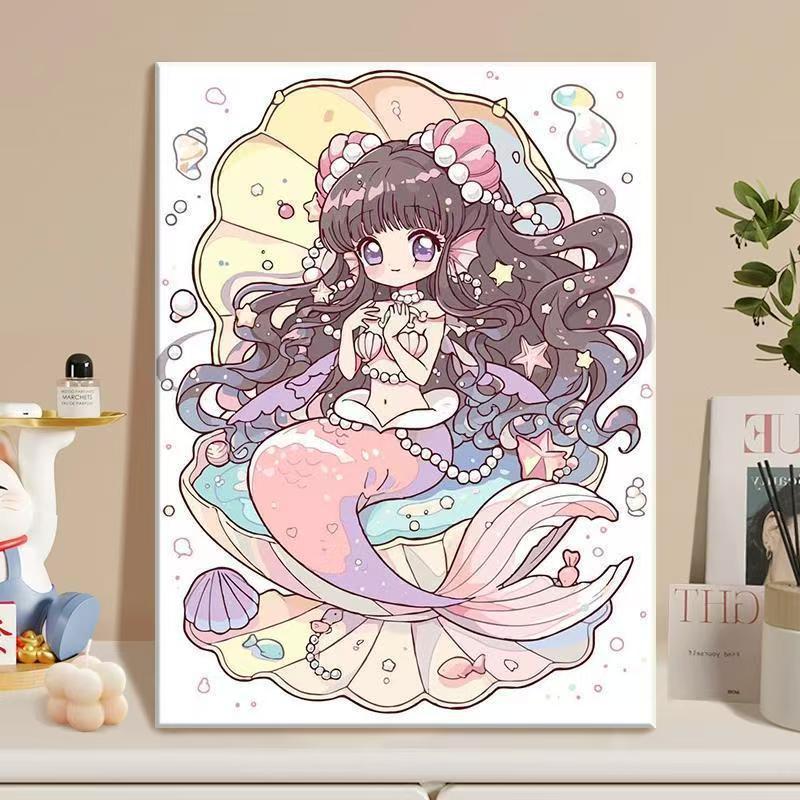 Anime-inspirierte Meerjungfrau Illustrationsleinwandkunst Karnz