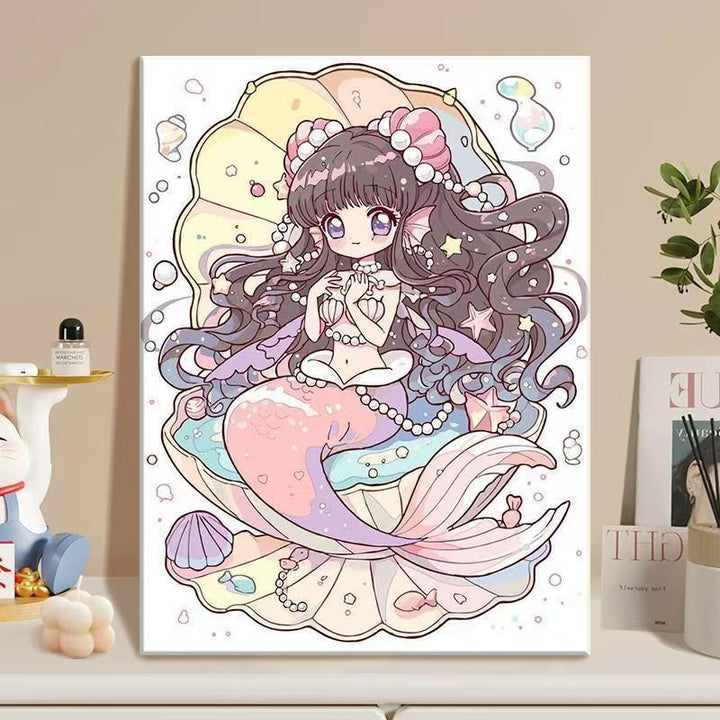 Anime-inspirierte Meerjungfrau Illustrationsleinwandkunst Karnz