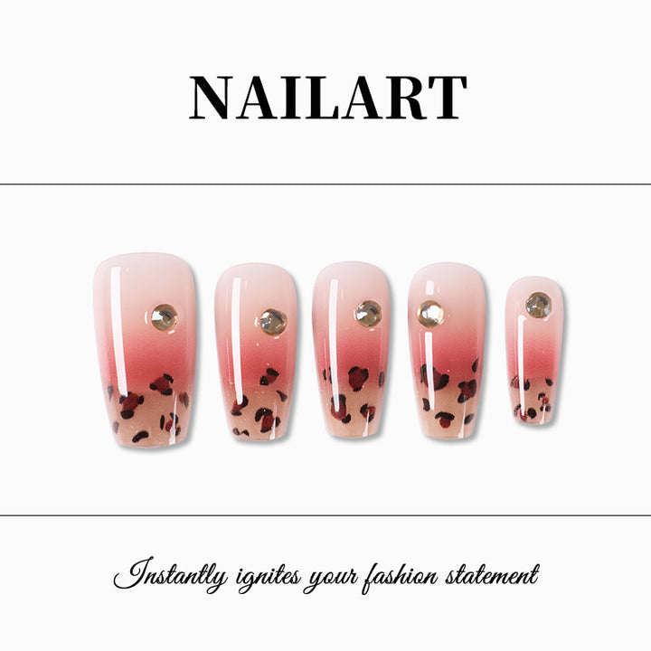 Künstlerische Ombre Leopard-Print Press-On Nägel Karnz