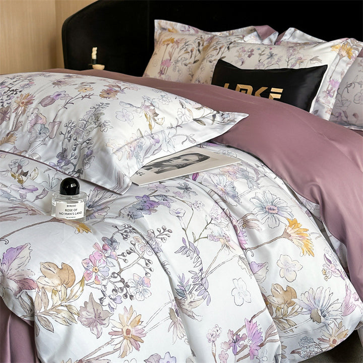 Elegantes Blumendruck Bettbezug Set