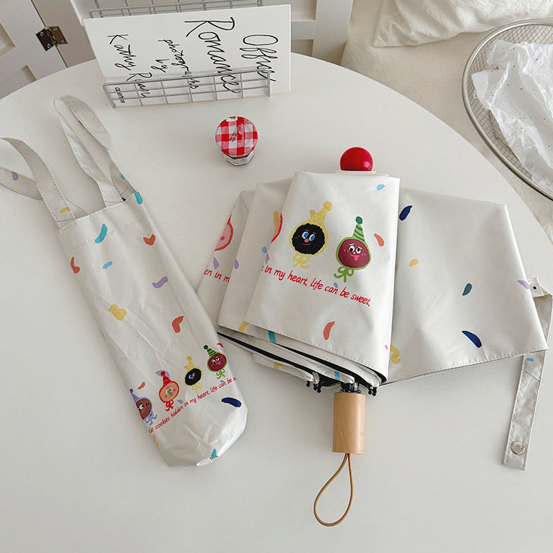 Damen Faltbarer Regenschirm mit verspielten Cartoon-Motiven Karnz