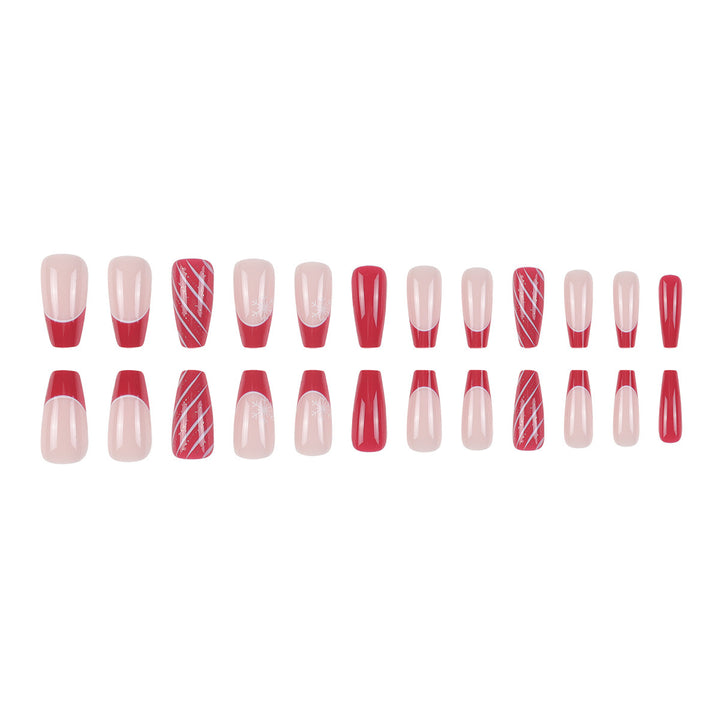 Langes Elegantes Press-On Nagelset Karnz