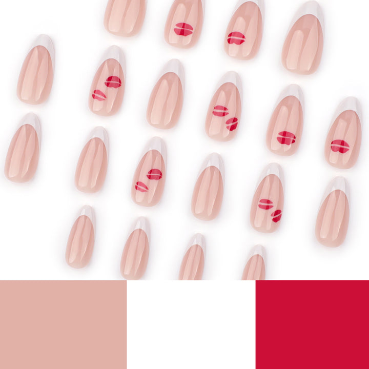 Kunstvolle Nagelverlängerungen mit glamourösem Lippen-Design Karnz