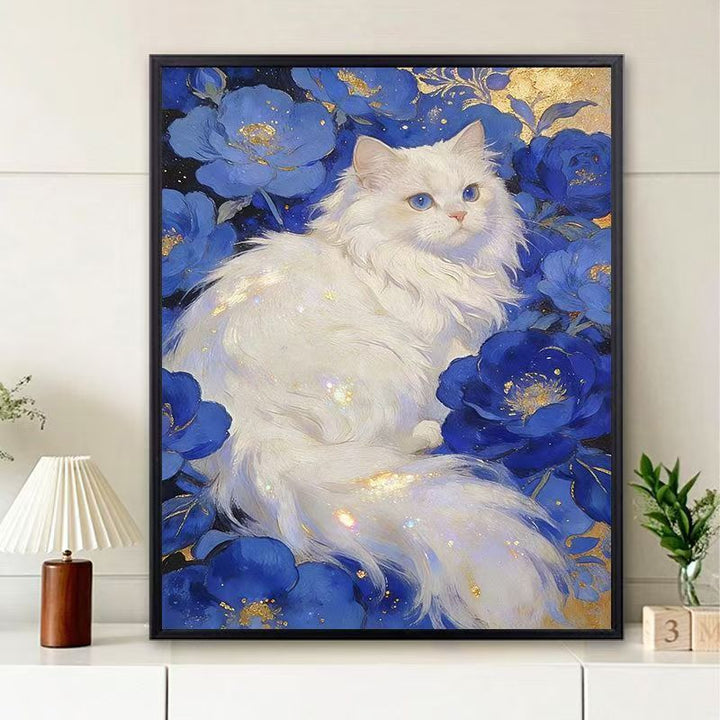 Florale Katzen-Themen Wandkunst Druck Karnz