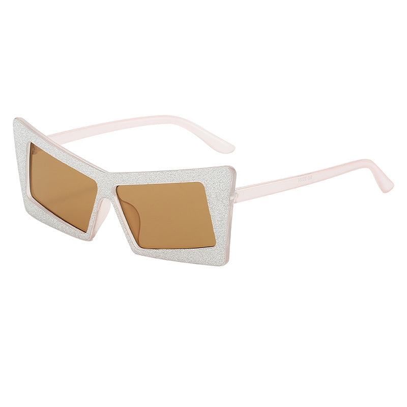 Damen geometrische Sonnenbrille mit glitzernden Elementen Karnz
