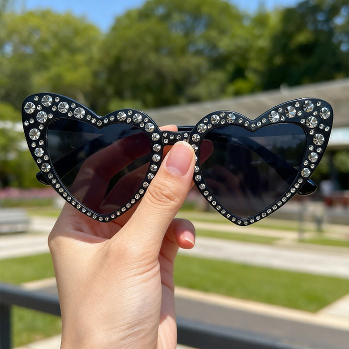 Rhinestone-besetzte Herzförmige Sonnenbrille Karnz