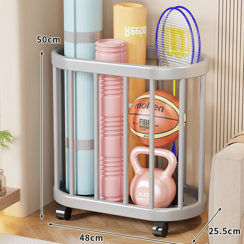 Vertikaler Rollen-Sportgeräte-Storage-Caddy mit offenem Rahmen und schwenkbaren Rollen